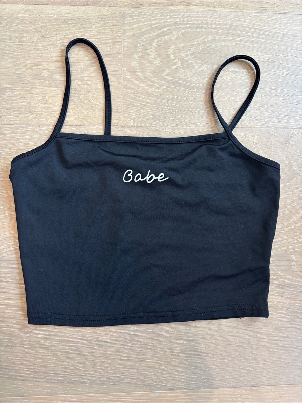 Babe Script Black Cropped Tank Top